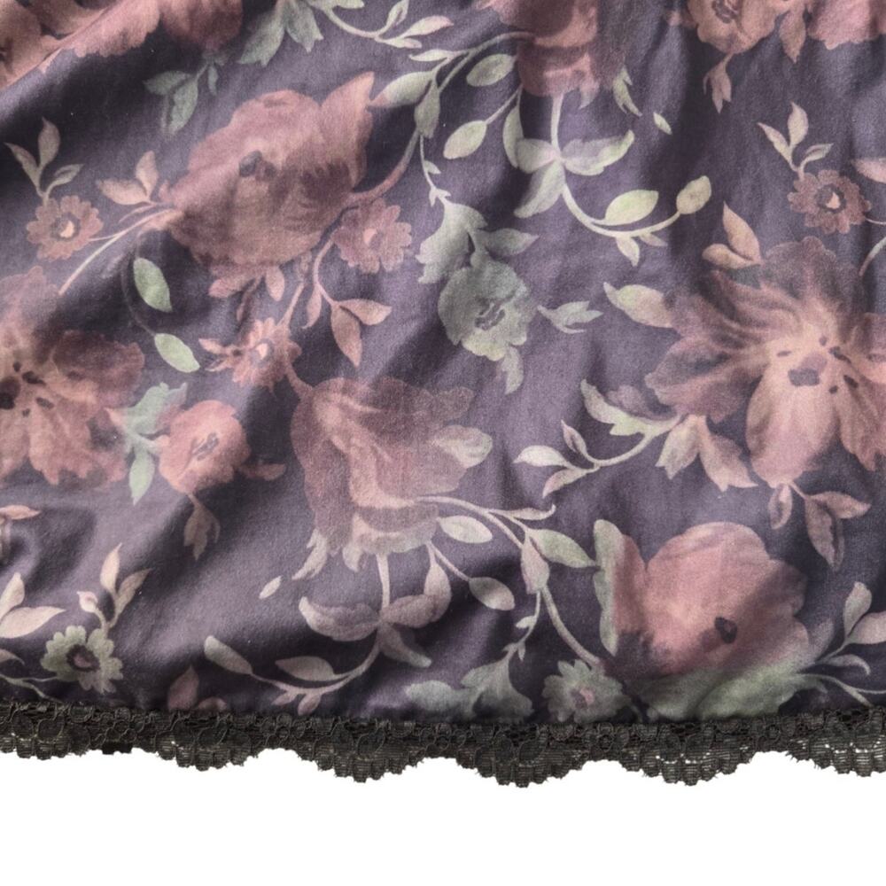 Romantic Edgy Fairy Grunge Mesh Overlay Lace Trim Dark Floral Y2K Slip Dress L - Picture 3 of 7